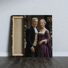 Canvas print pary w strojach z epoki, elegancki portret na 50 rocznicę ślubu
