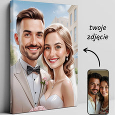 Personalizowany portret ślubny na płótnie Elegancki portret Pary Młodej