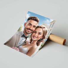 Elegancki portret Pary Młodej na płótnie w romantycznym stylu ilustracji