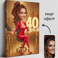 Caricature canvas print jako elegancki prezent na urodziny dla Szefowej