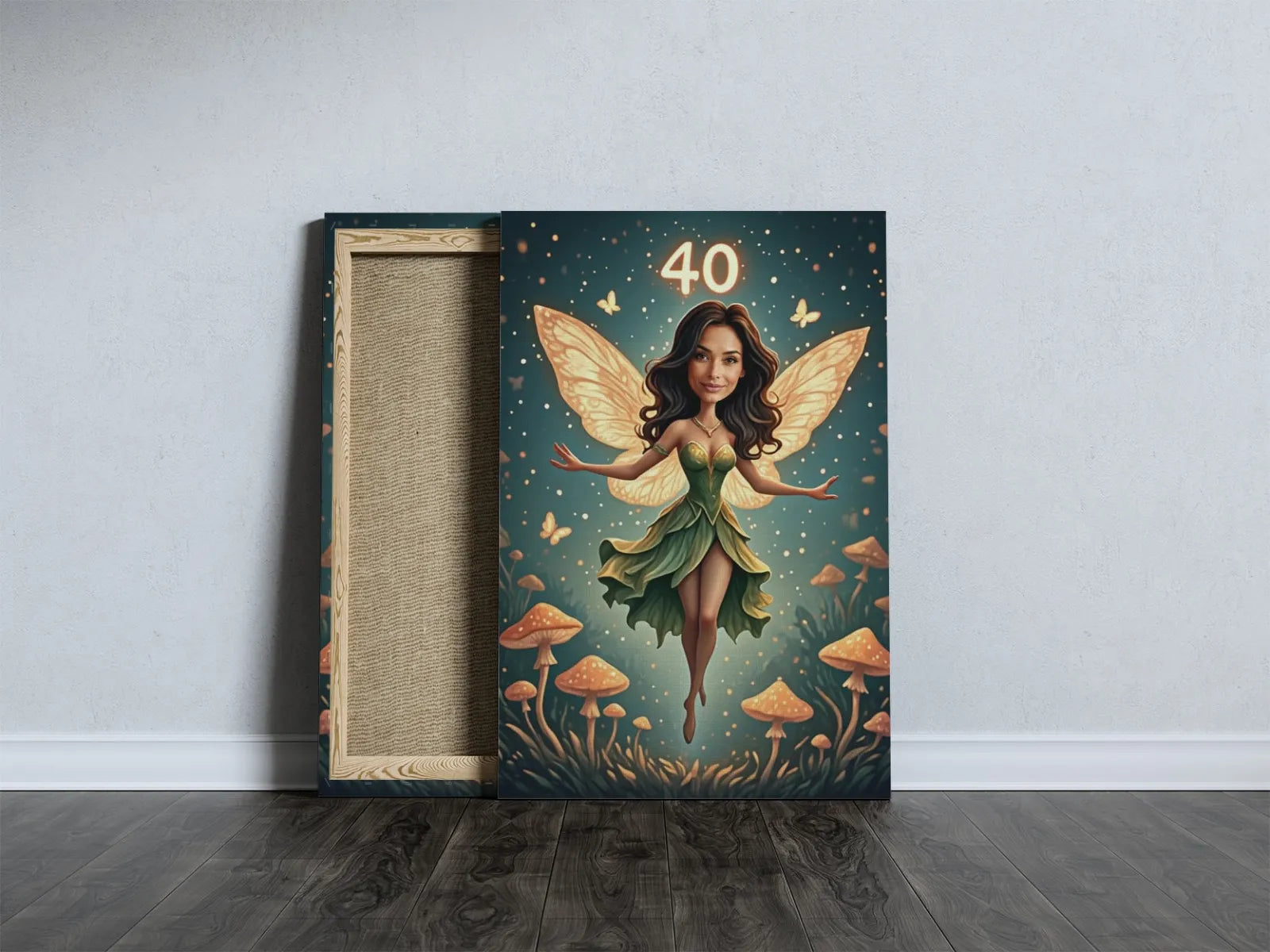 Plakat na płótnie z wróżką i numerem 40 w produkcie Fantastyczna karykatura kobiety jako wróżka