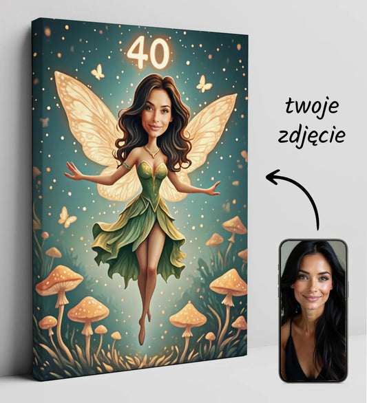 Spersonalizowany obraz na płótnie z fairy karikaturą kobiety jako wróżki