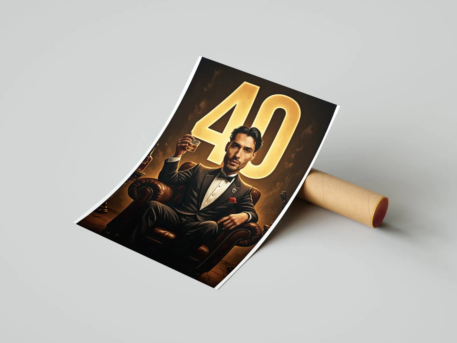 40-calorowy plakat urodzinowy z mężczyzną w garniturze dla prezentu Ojciec Chrzestny