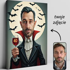 Karykatura ze zdjęcia – Wampir z kieliszkiem