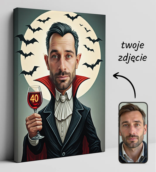 Karykatura ze zdjęcia – Wampir z kieliszkiem