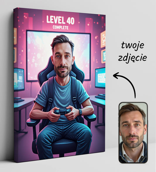 Karykatura ze zdjęcia – gracz Level 40 lub inny