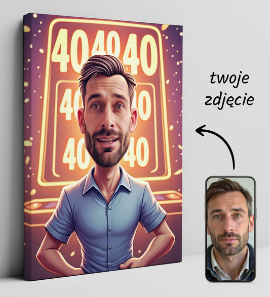 Karykatura ze zdjęcia – gracz kasynowy