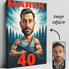 Portret karykatura Rambo ze zdjęcia