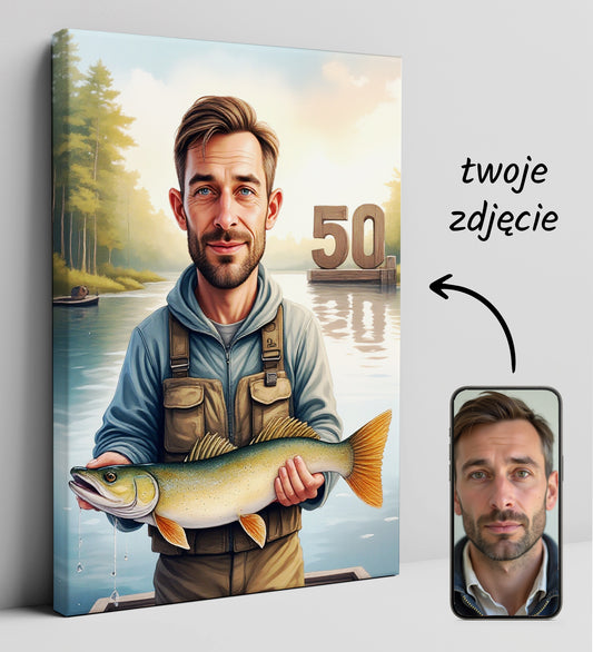 Rybak z Trofeum – Portret nad Jeziorem z Cyfrą