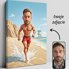 Karykatura ze zdjęcia – plażowy bohater
