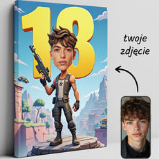 Pomysły na 18 urodziny – karykatura w stylu Fortnite