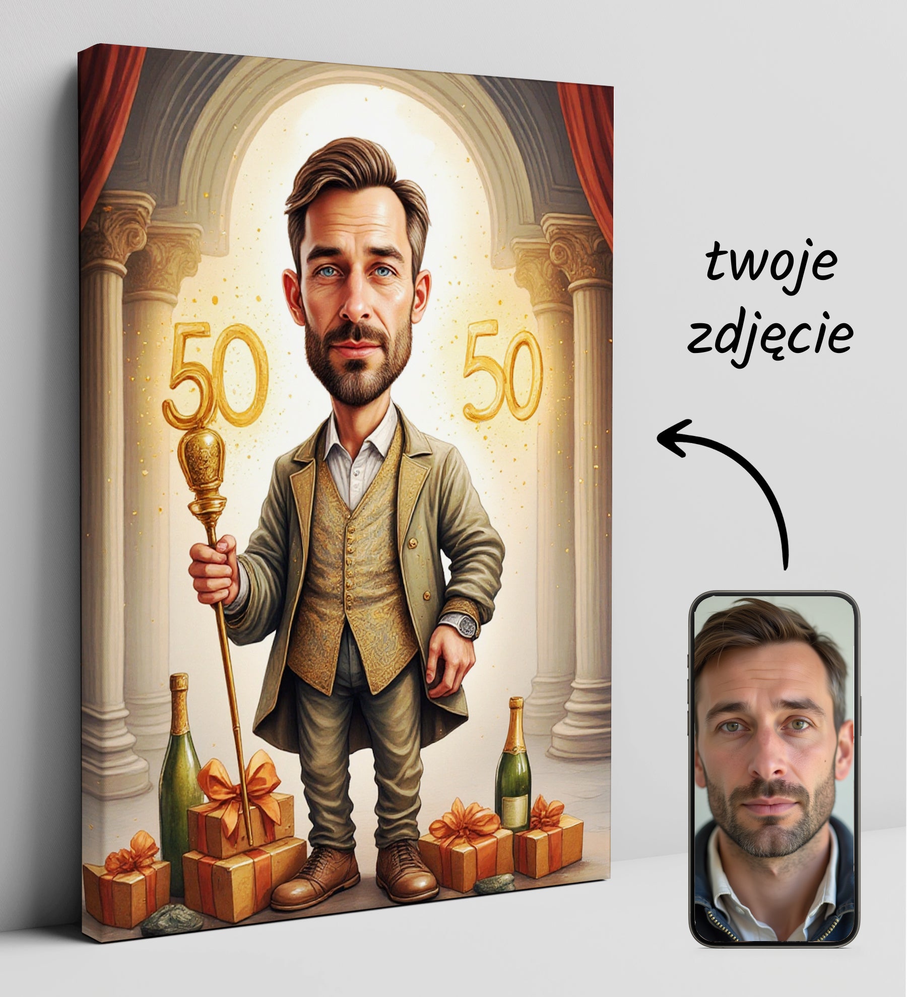 Gentleman w Pałacowej Scenie z Prezentami