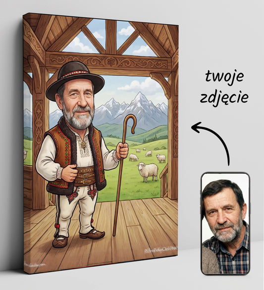 Karykatura górala - Prezent dla Bacy