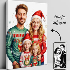 Świąteczny portret rodzinny – personalizowany obraz z imionami