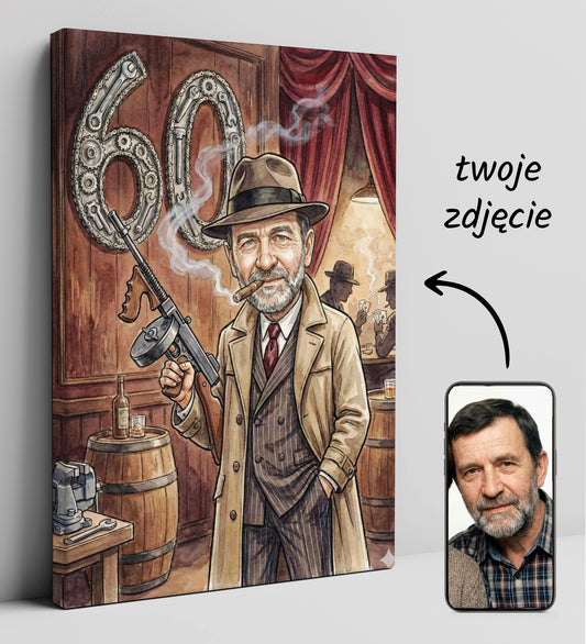 Karykatura gangsterska z dowolną cyfrą – prezent z charakterem