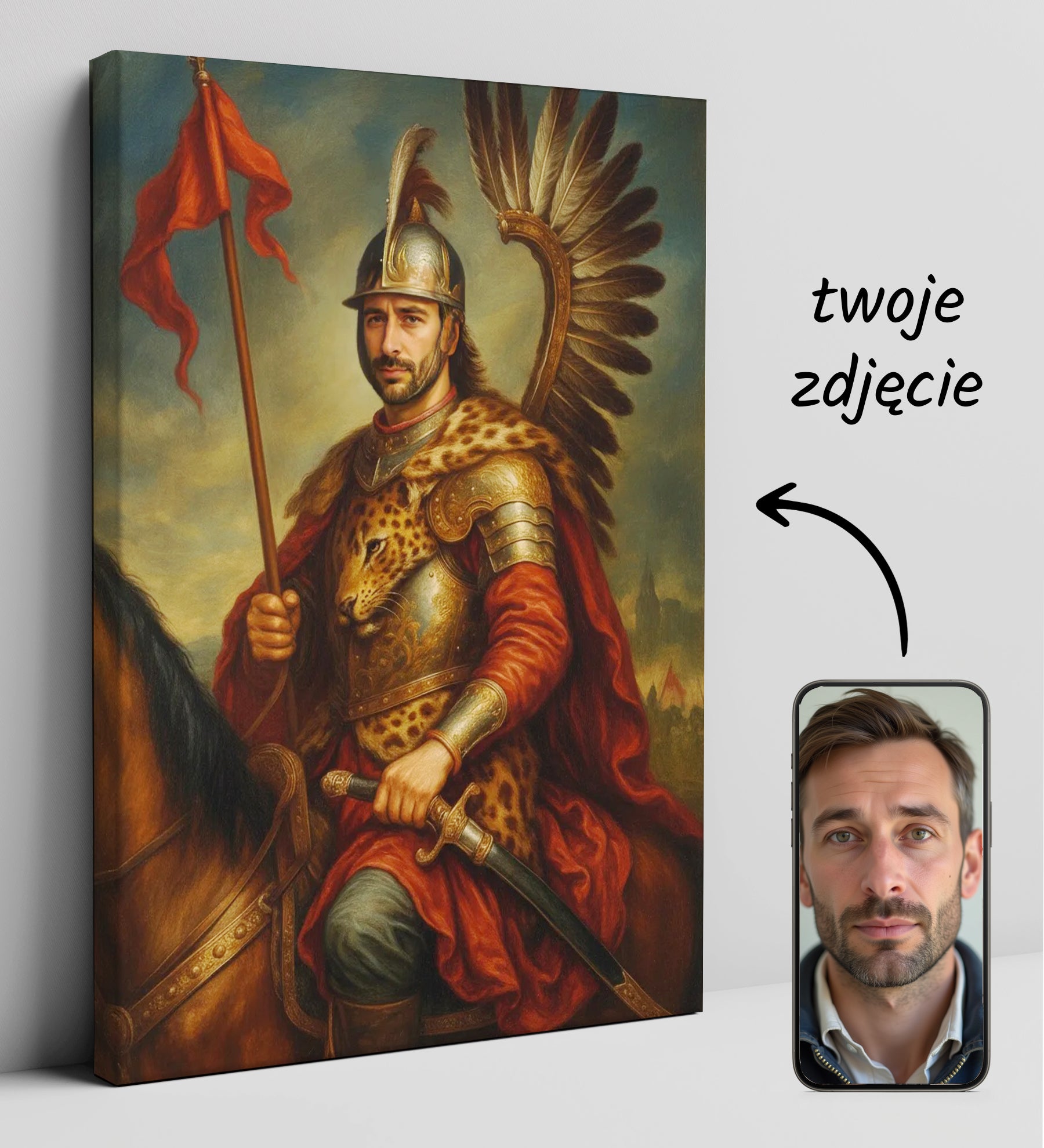 Portret husarski ze zdjęcia