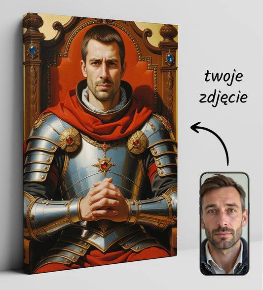 Portret rycerza w zbroi – królewski portret personalizowany
