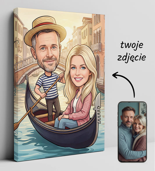 Karykatura pary w Wenecji – oryginalny prezent na ślub i rocznicę
