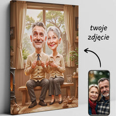Personalizowany portret karykaturalny na płótnie Karykatura Babci i Dziadka