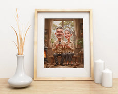 Framed caricature portrait from Karykatura Babci i Dziadka - perfect gift idea