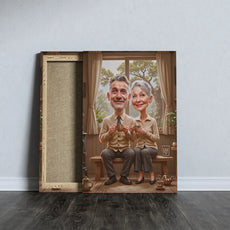 Canvas print of an elderly couple in Karykatura Babci i Dziadka gift idea