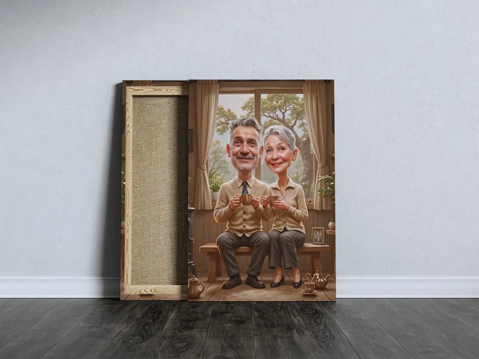 Canvas print of an elderly couple in Karykatura Babci i Dziadka gift idea