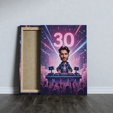Canvas print of DJ celebrating 30th birthday as a perfect birthday gift