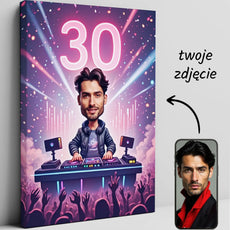 Personalizowany plakat caricature DJ na 30. urodziny prezent dla DJ-a