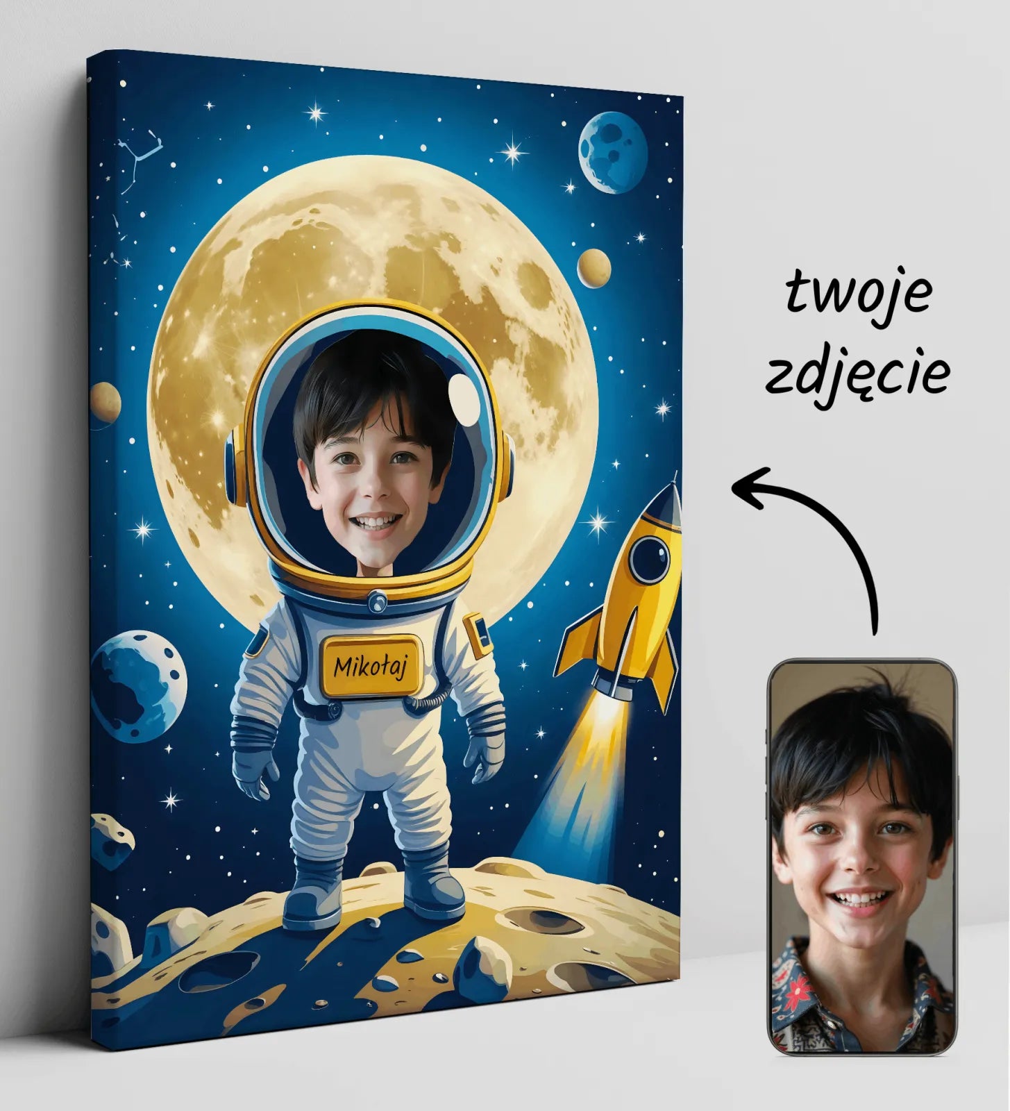 Personalizowany obrazek astronoty dla dzieci, idealny prezent urodzinowy