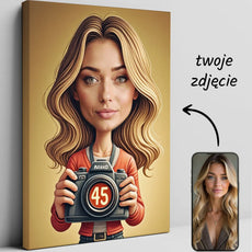Personalizowany portret karykatura na płótnie na podstawie zdjęcia na prezent na urodziny