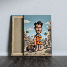 Cartoon canvas print of Fred Flintstone as a funny 45th birthday gift