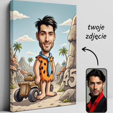 Personalizowany zabawny kartonowy obraz na 45 urodziny Freda Flintstone’a