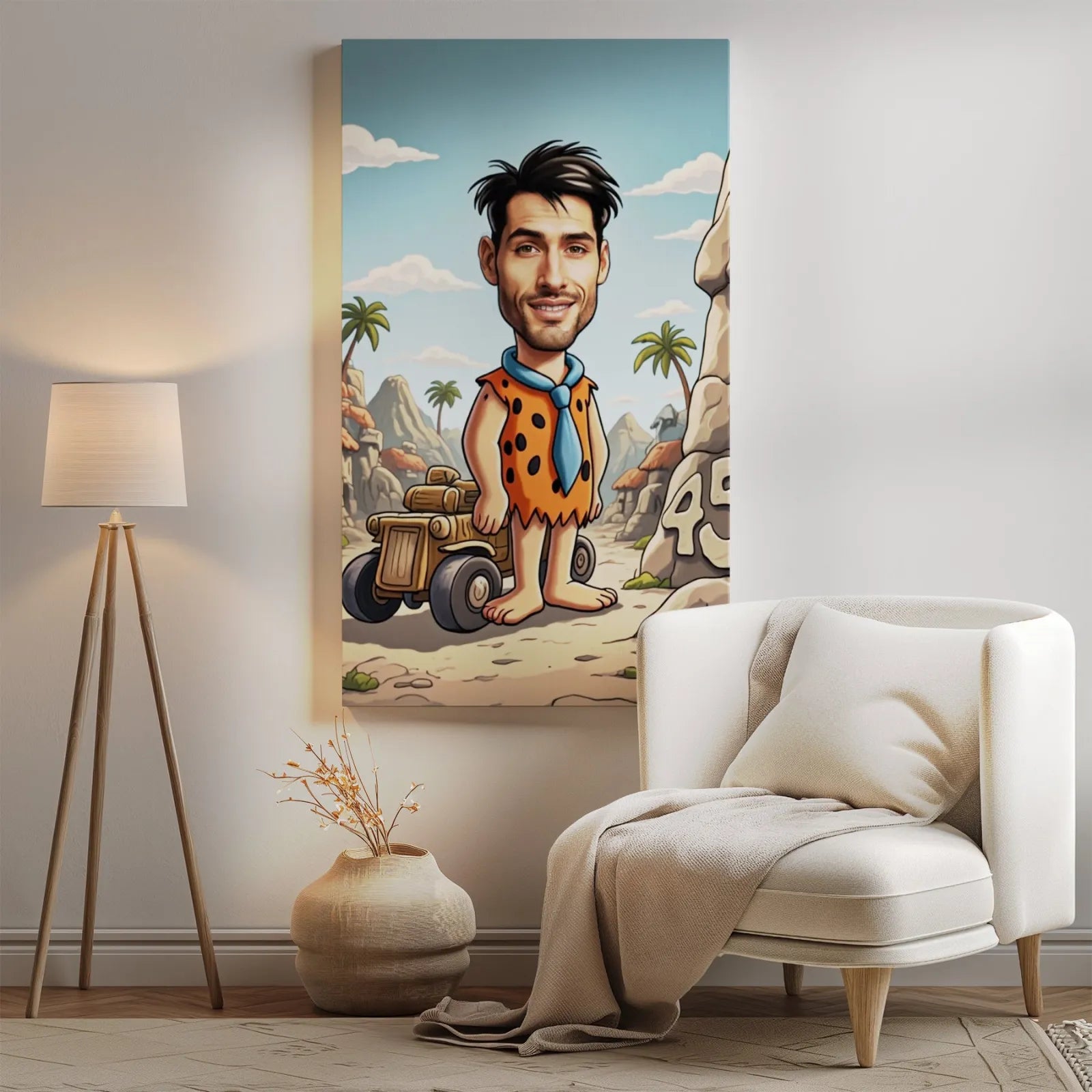 Karykatura Freda Flintstone’a – zabawny portret na 45. urodziny prezent