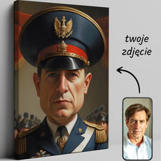 Karykatura generała na płótnie jako portret stylizowany