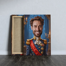Canvas print przedstawiający mężczyznę w królewskim stroju, Karykatura historyczna