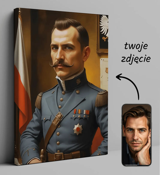 Customizable portrait canvas of Józef Piłsudski - Karykatura Józefa Piłsudskiego