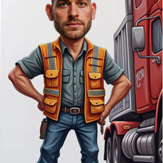 Karykatura kierowcy tira