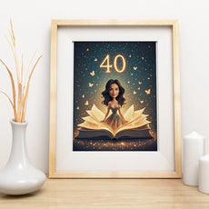 Ramka z ilustracją na 40. urodziny w bajkowym stylu dla Karykatura kobiety w bajkowym stylu