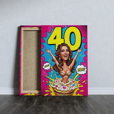 Pop art birthday canvas prezent na 40 urodziny w stylu Karykatura kobiety