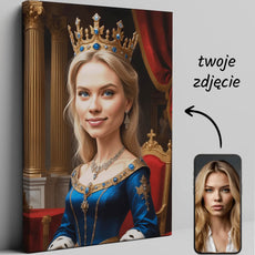 Personalizowany portret na płótnie Królowej Elżbiety II w stylu karykatury