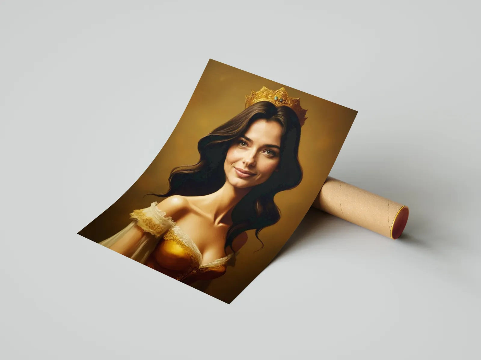 Portret kobiety w koronie w stylu klasycznego portretu na zdjęciu Karykatura Królowej