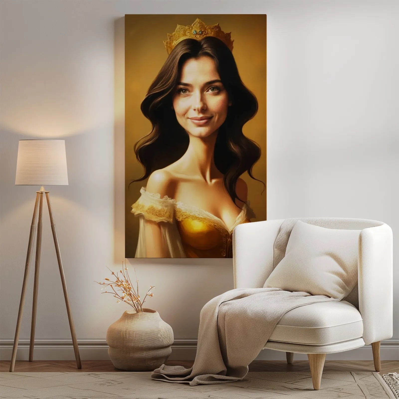 Framed portrait of a woman with a crown in classic style for Karykatura Królowej Produkt