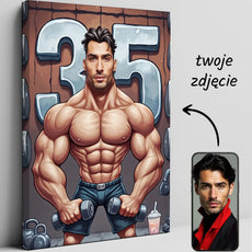 Personalizowany kreskówkowy portret kulturysty jako prezent dla fana siłowni