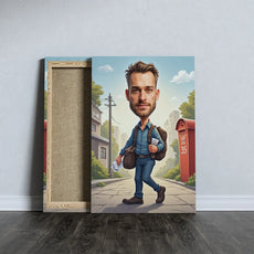 Canvas print z kreskówkowym listonoszem na urodziny, idealny prezent na okazję