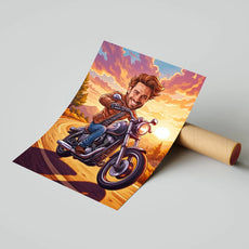 Personalizowany obraz Karykatura Motocyklisty w stylu rysunkowym