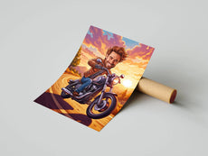 Personalizowany obraz Karykatura Motocyklisty w stylu rysunkowym