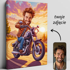 Customizable cartoon motorcycle portrait for Karykatura Motocyklisty product
