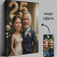 Personalizowana karykatura na 25 rocznicę ślubu na płótnie