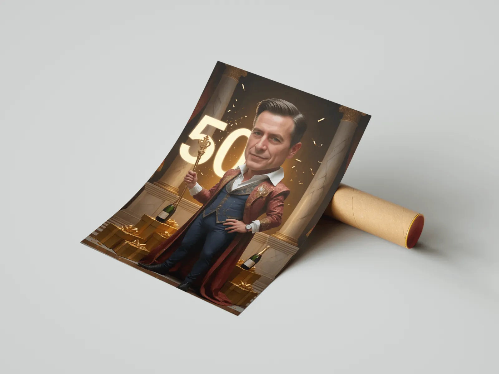 Humorystyczny plakat na 50 urodziny w Karykaturze na 50 urodziny