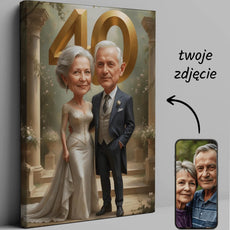 Personalizowana karykatura na 40. rocznicę ślubu na płótnie